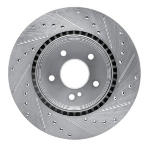 Chrysler CrossFIRE Brake Rotor (1) - Rear Left - R1 Concepts - Drilled & Slotted - Silver - `98-`09